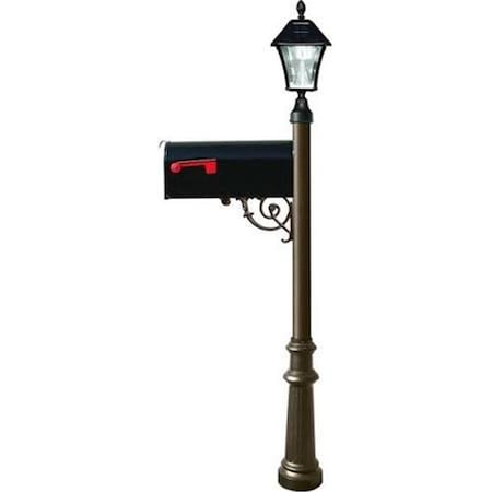 Lewiston E1 Economy Mailbox System with Fluted Base & Bayview Solar Lamp, Bronze LPST-800-E1-SL-BZ